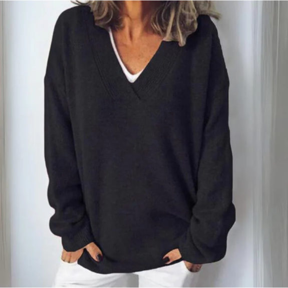 Women's Knitted Oversized V Neck Jumper view 4