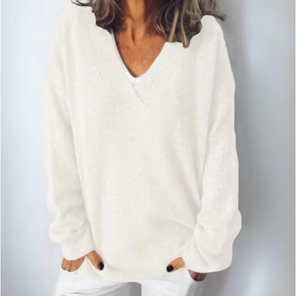 Women's Knitted Oversized V Neck Jumper view 3