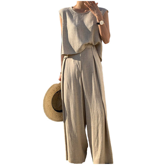 Women's Wide Leg Sleeveless Loungewear Set