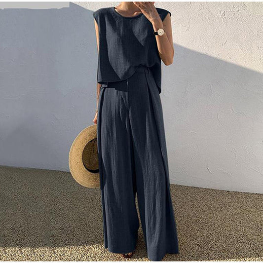 Women's Wide Leg Sleeveless Loungewear Set view 2