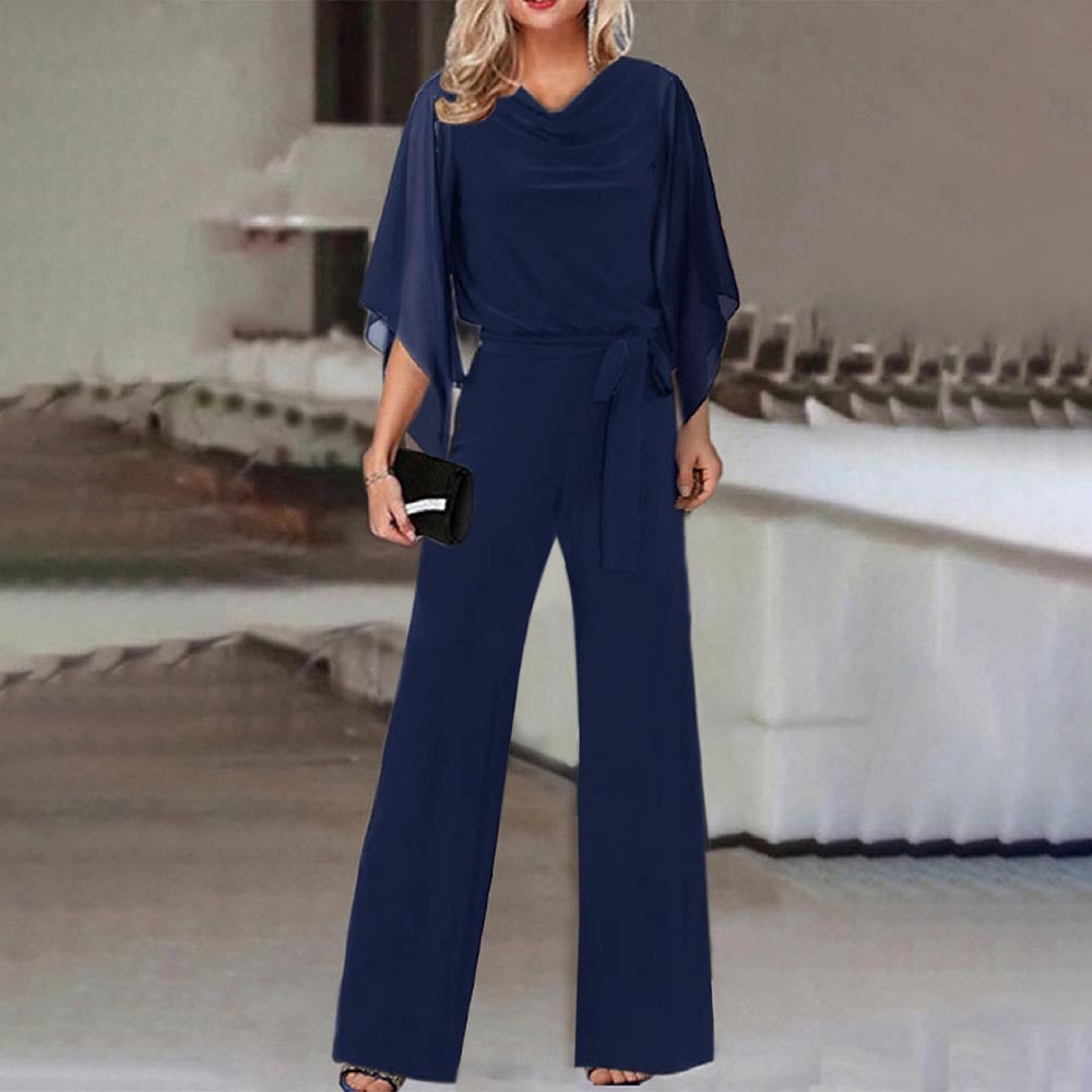 Women's Wide Leg Wedding Guest Dress in Navy Blue