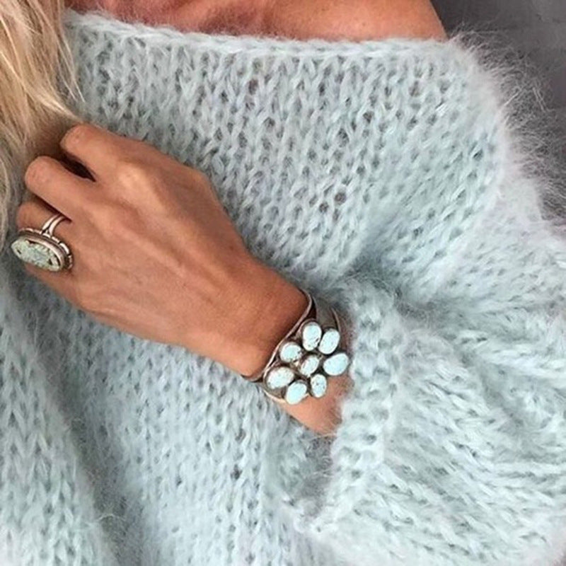 Women's Off Shoulder Fluffy Oversized Jumper view 3