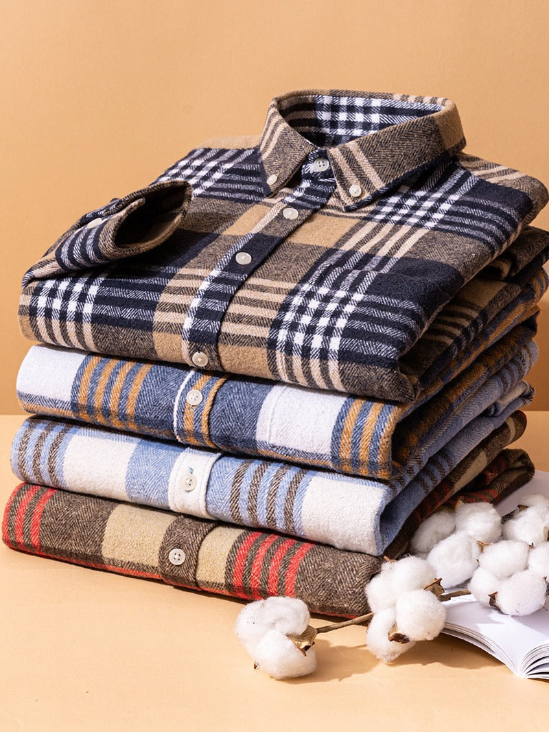 Men's Checked Button Front Patch Pocket Blouse
