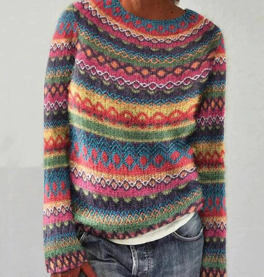 Women's Fair Isle Pattern Crew Neck Jumper