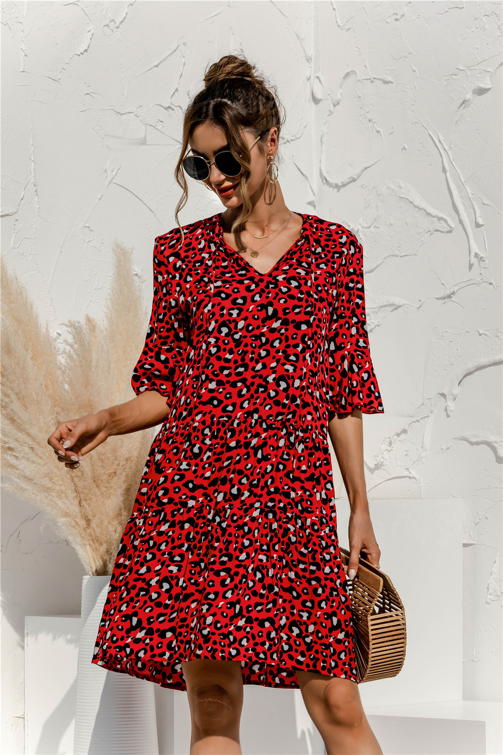 Women's Green Mini Dress in Red