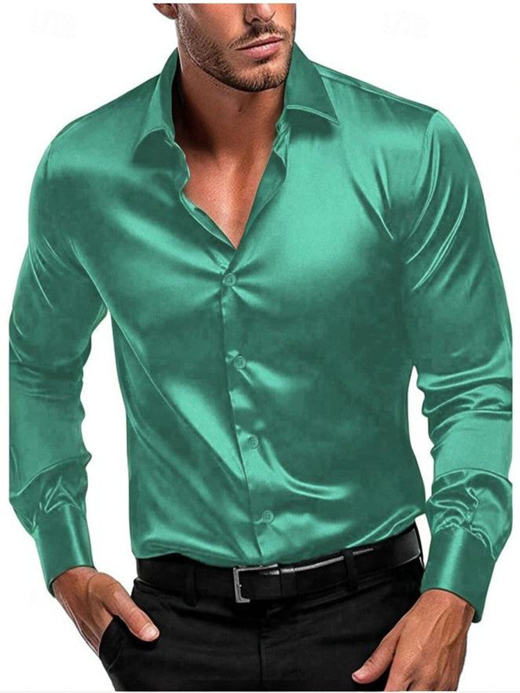 Men's Slim Fit Long Sleeve Formal Shirt in Mint green