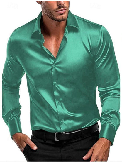 Men's Slim Fit Long Sleeve Formal Shirt in Mint green