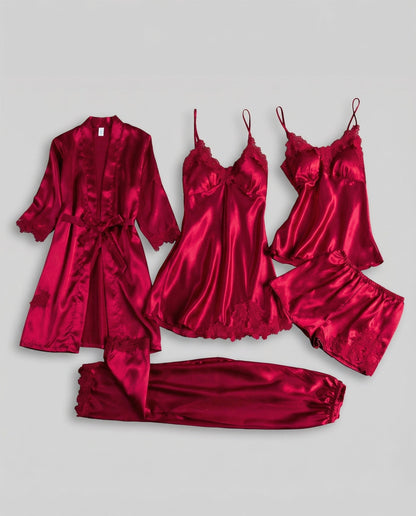 Women's Blue Two Piece Set in Red