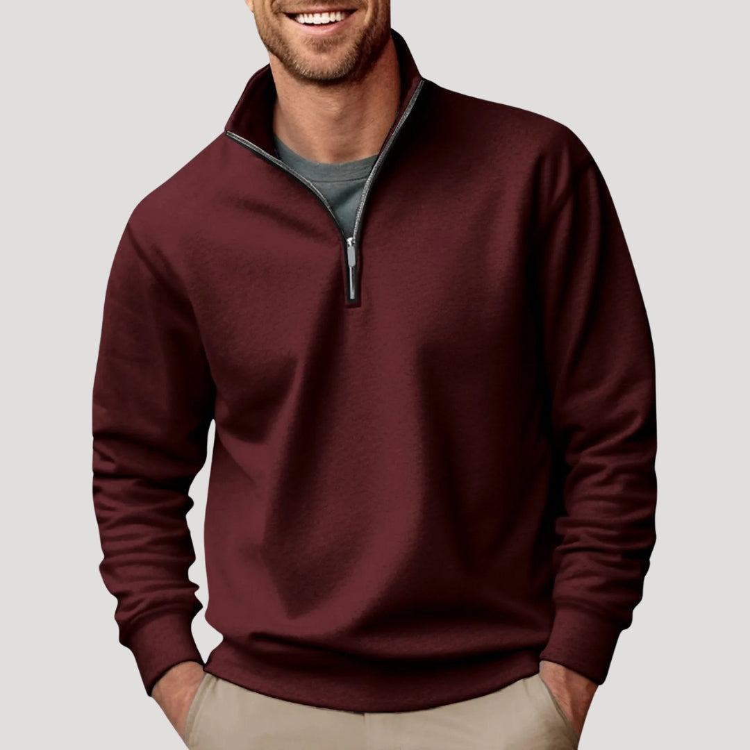 Men's Half Zip Lightweight Sweatshirt in Brown