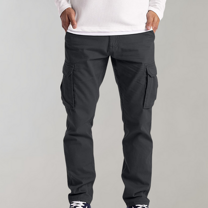 Men's Slim Fit Cargo Trousers in Dark Grey