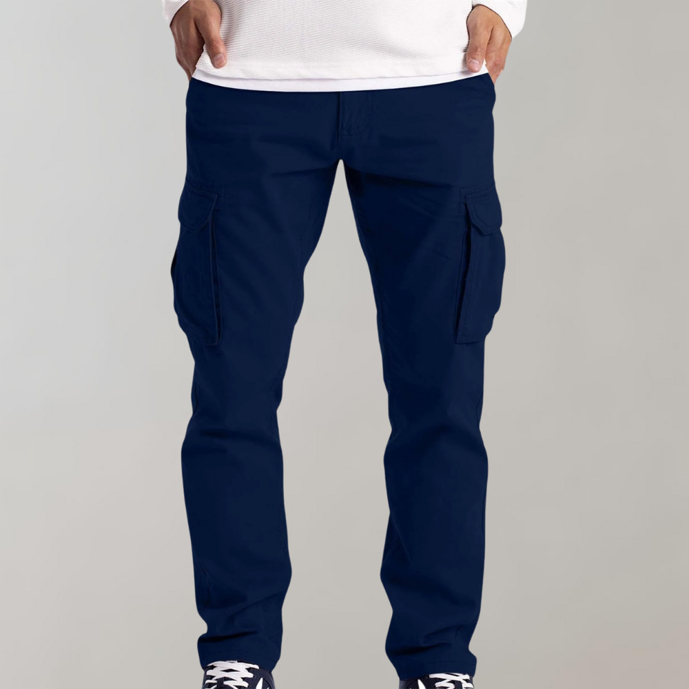 Men's Green Slim Fit Trousers in Blue