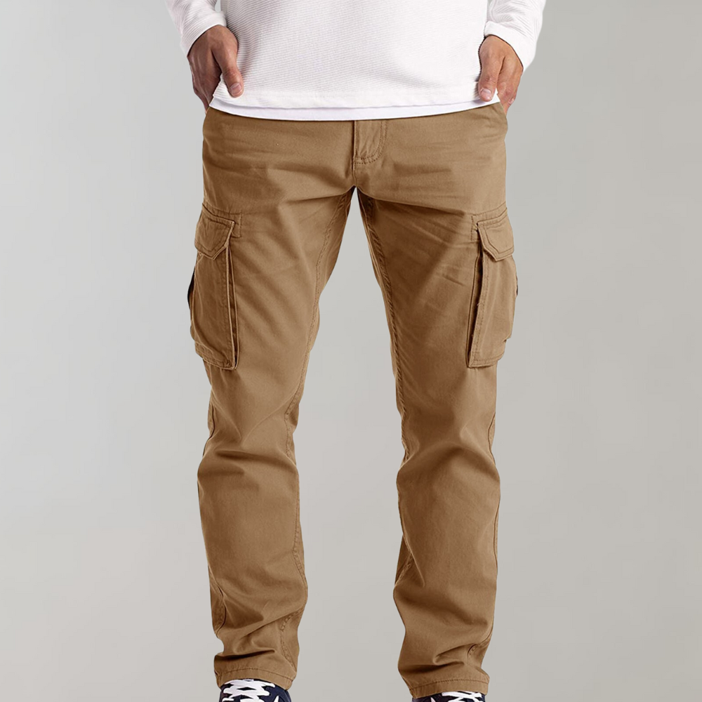 Men's Slim Fit Cargo Trousers in Khaki