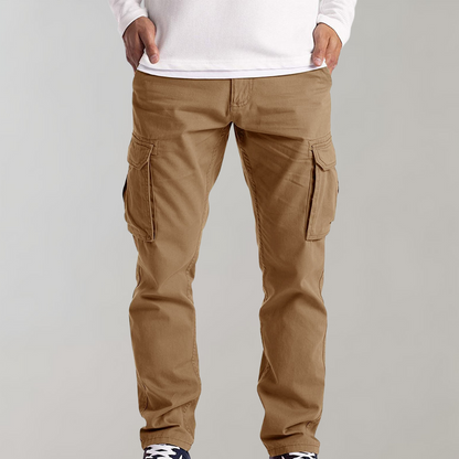 Men's Slim Fit Cargo Trousers in Khaki