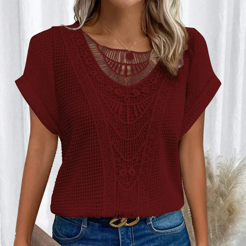 Women's Knitted Crew Neck Short Sleeve Jumper view 7