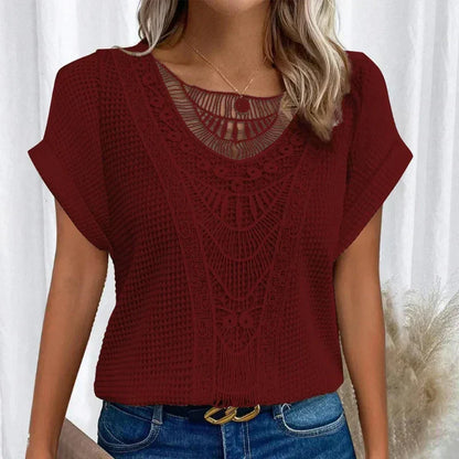 Women's Knitted Crew Neck Short Sleeve Jumper view 7