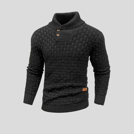 Men's Black Roll Neck Jumper