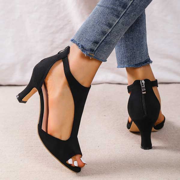 Women's T Bar Peep Toe Cut Out Heels