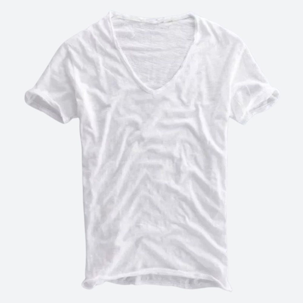 Men's Beige V Neck Casual Shirt