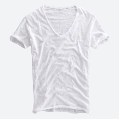 Men's Beige V Neck Casual Shirt