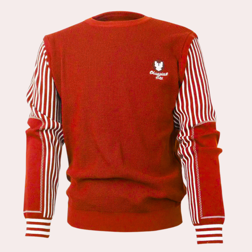 Men's Red Knitted Draped Casual Jumper