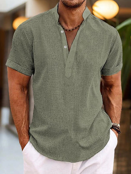 Men's Classic Fit V Neck Polo Shirt in Green