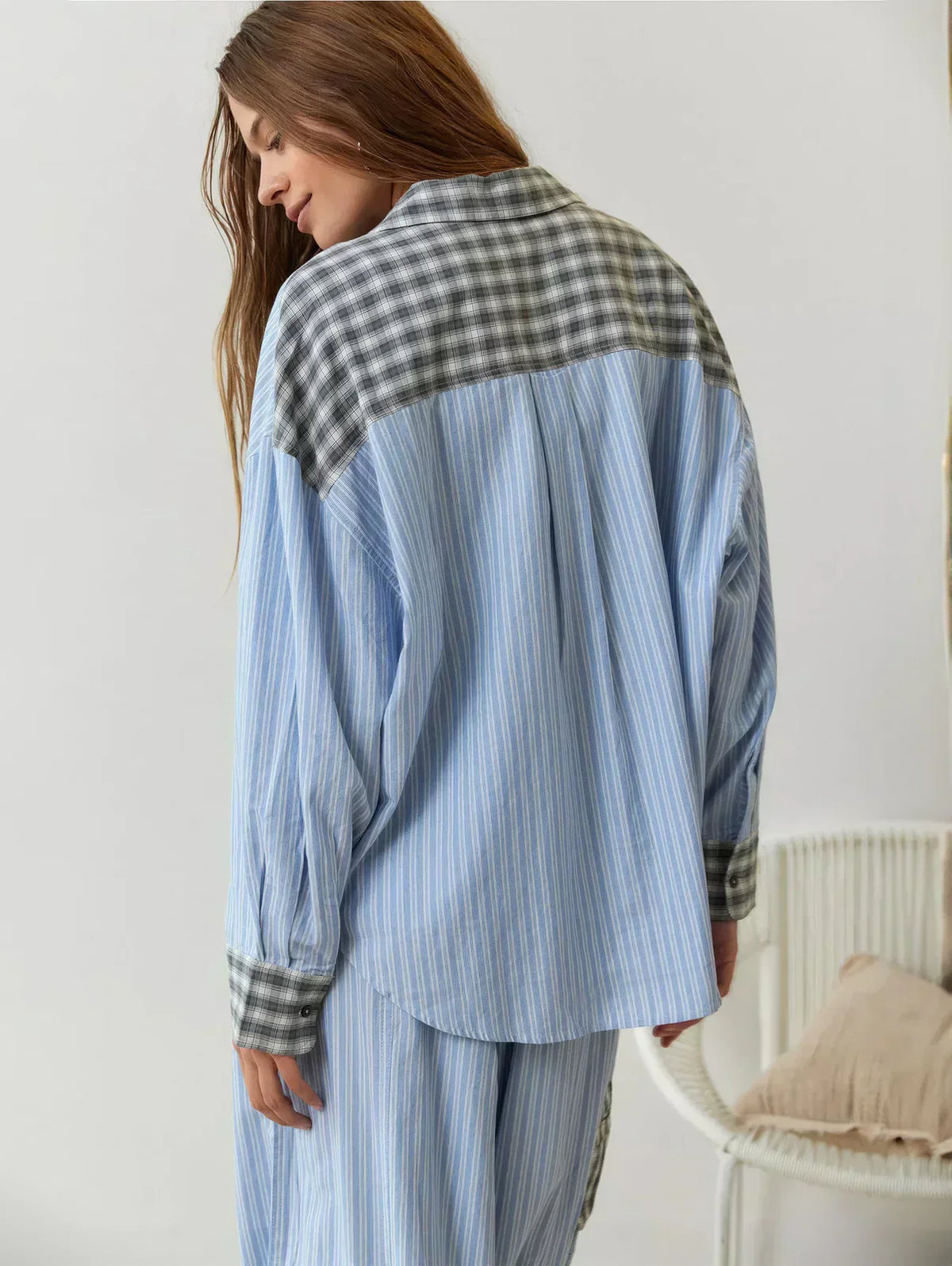 Women's Collared Checked Pyjama Set view 7
