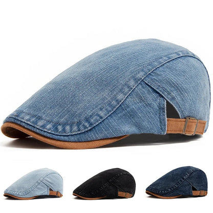 Women's Buckle Strap Denim Flat Cap
