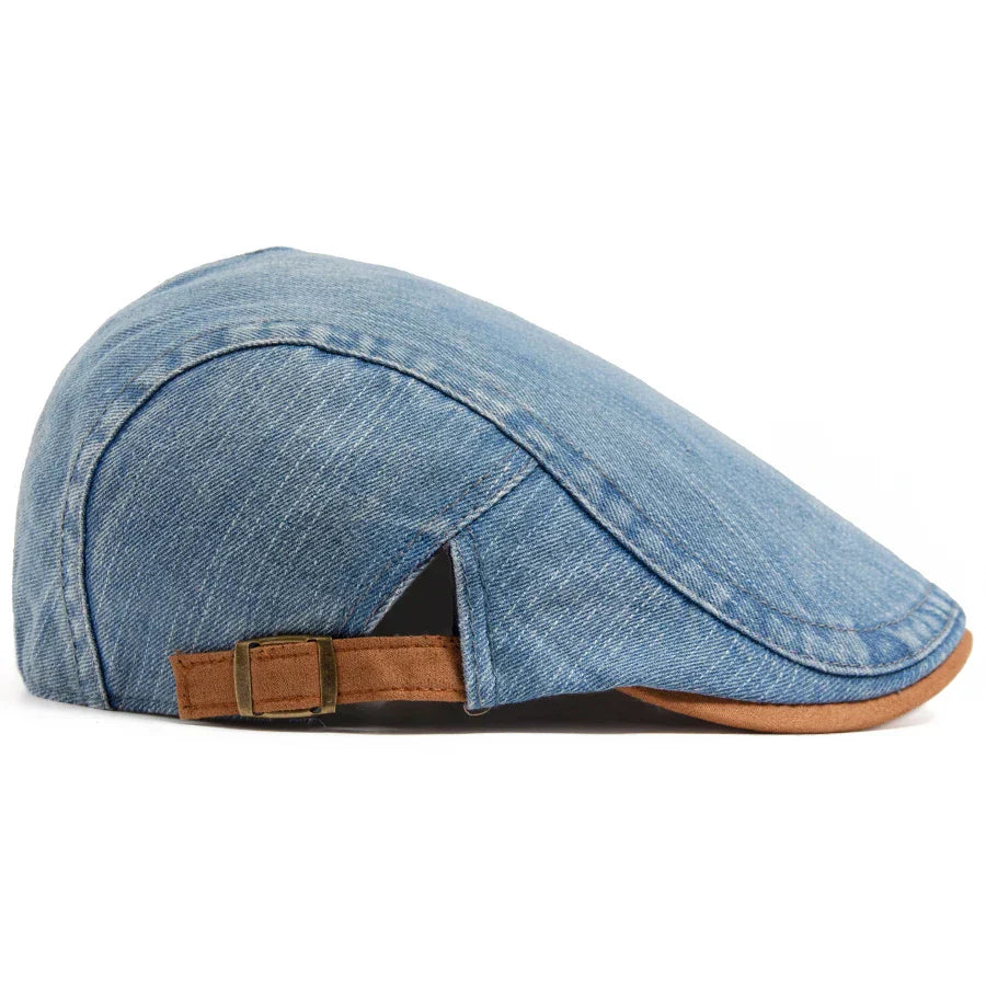 Women's Buckle Strap Denim Flat Cap