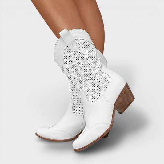 Women's Pointed Toe Outdoor Ankle Boots in White