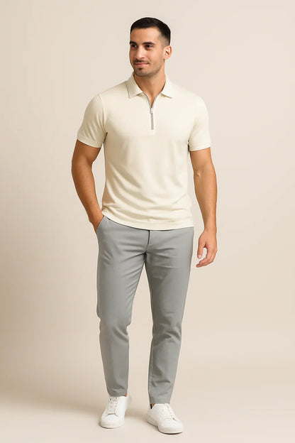 Men's Light Blue Slim Fit Polo Shirt in Beige