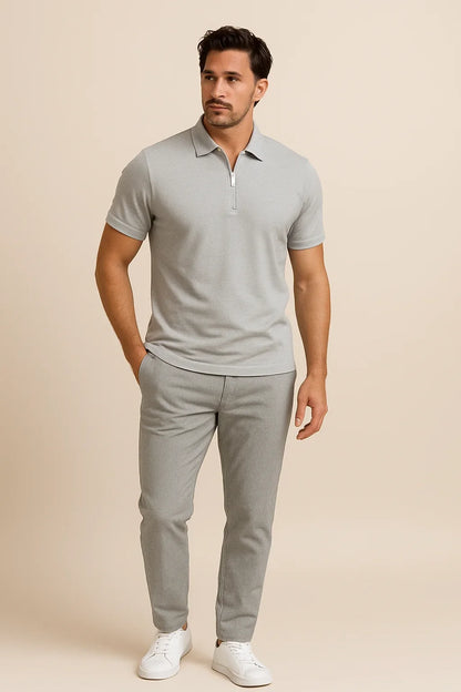Men's Light Blue Slim Fit Polo Shirt in Grey