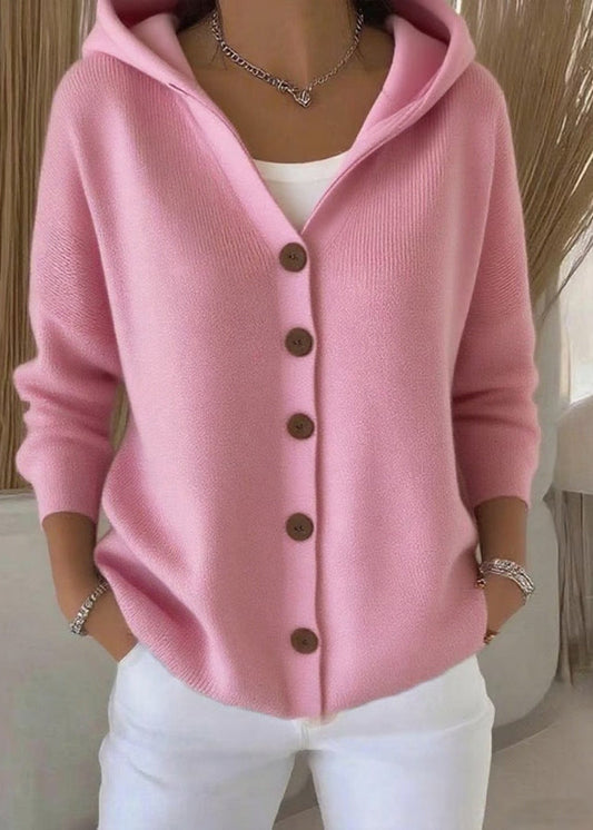 Women's Button Knitted Hooded Cardigan view 2