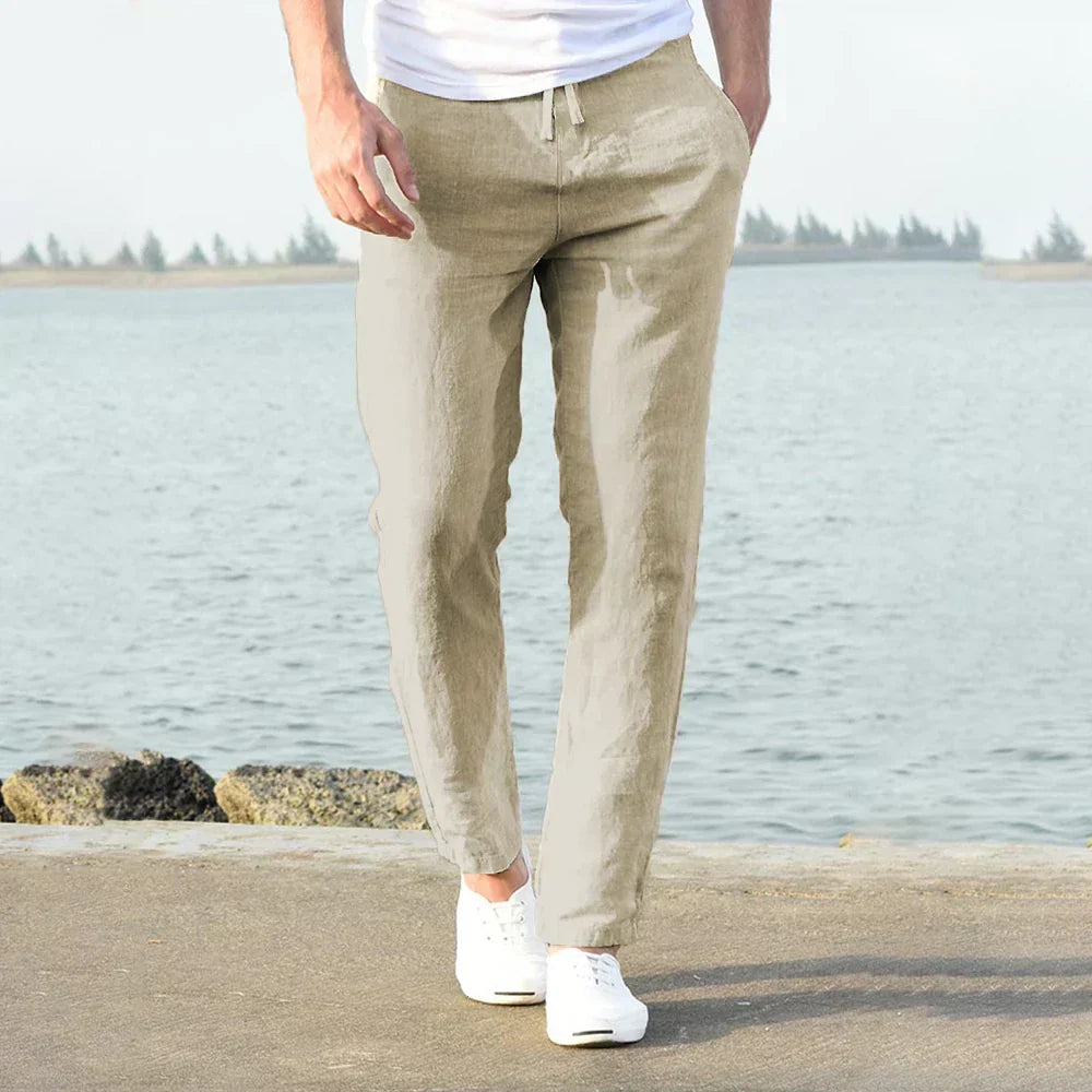 Men's Slim Fit Relaxed Fit Trousers in Apricot