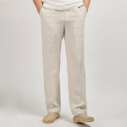 Men's Straight Leg Lightweight Trousers in Beige