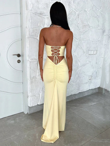 Women's Strapless Fitted Column Maxi Dress