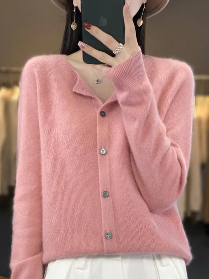 Women's Patch Pocket Fine Knit Button Front Cardigan view 13