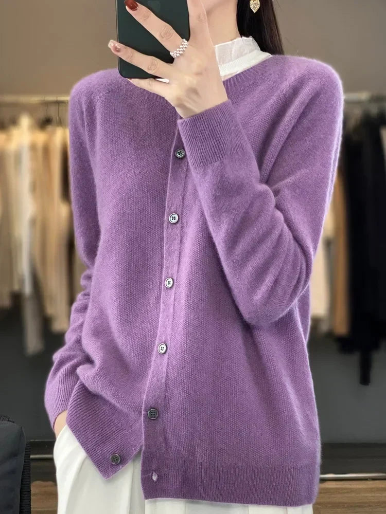 Women's Patch Pocket Fine Knit Button Front Cardigan view 5