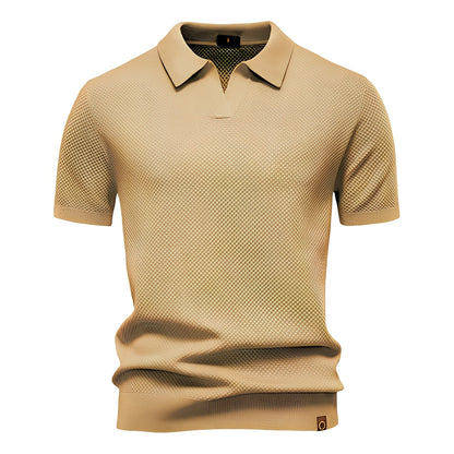 Men's Teal Short Sleeve Polo Shirt in Khaki