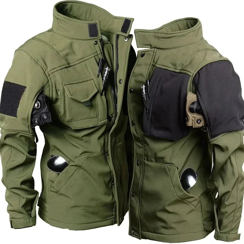 Men's Black Winter Coat in Army Green