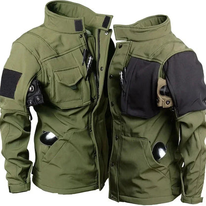 Men's Black Winter Coat in Army Green