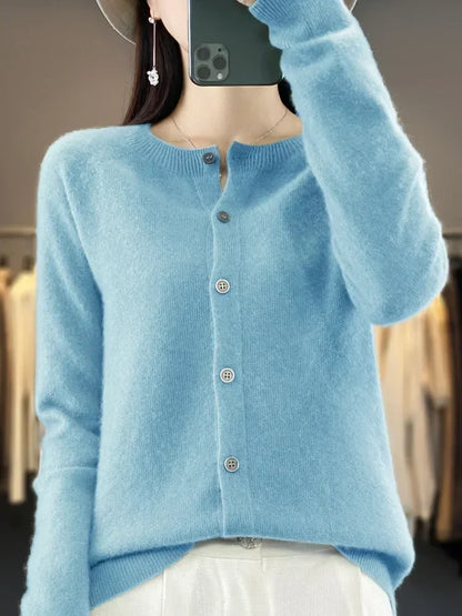 Women's Patch Pocket Fine Knit Button Front Cardigan view 10