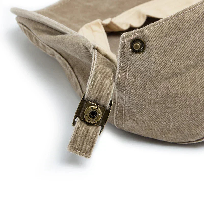 Men's Retro Buckle Strap Denim Flat Cap view 6