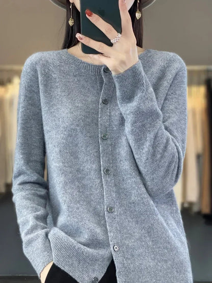 Women's Patch Pocket Fine Knit Button Front Cardigan