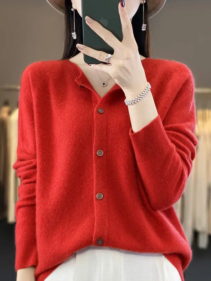 Women's Patch Pocket Fine Knit Button Front Cardigan view 11