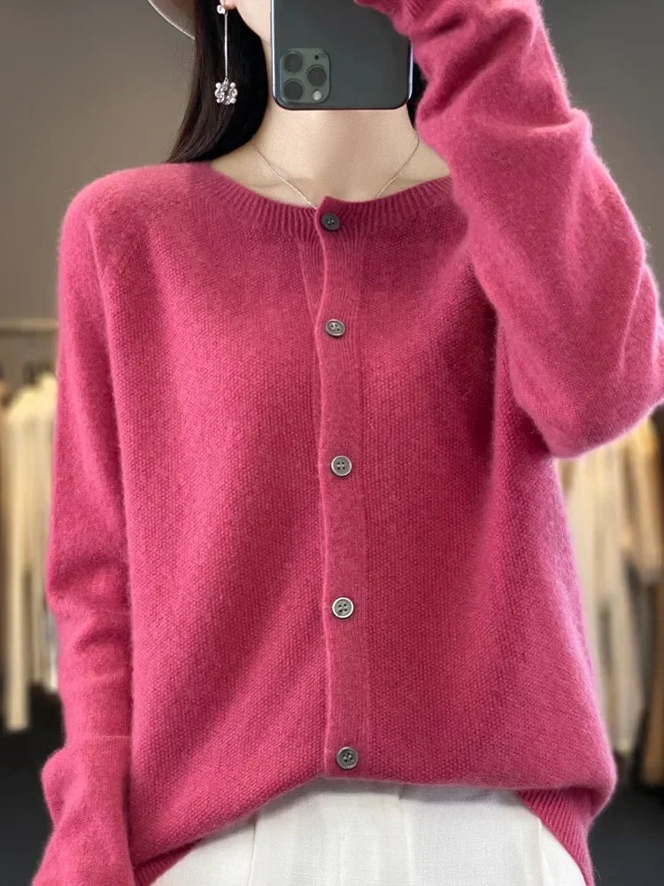 Women's Patch Pocket Fine Knit Button Front Cardigan view 7
