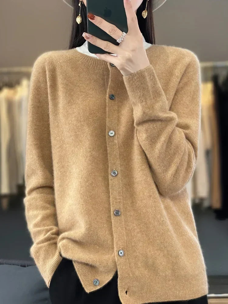 Women's Patch Pocket Fine Knit Button Front Cardigan view 6