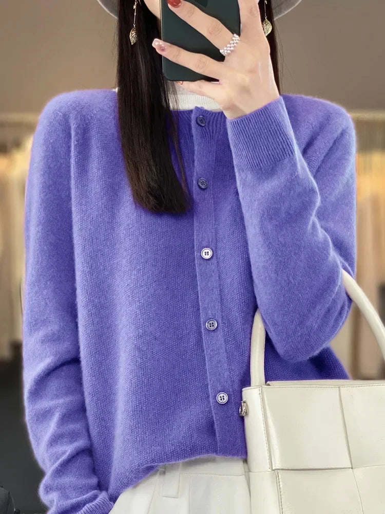 Women's Patch Pocket Fine Knit Button Front Cardigan view 12