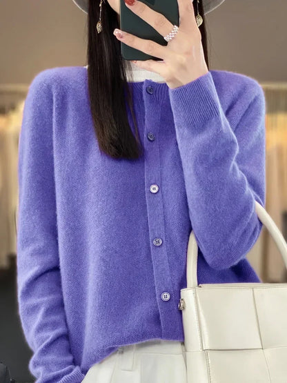 Women's Patch Pocket Fine Knit Button Front Cardigan view 12