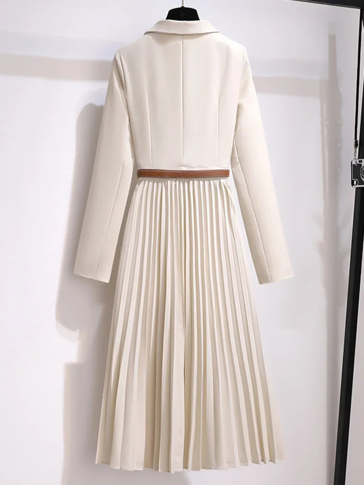 Women's Pleated Belted Maxi Dress view 3