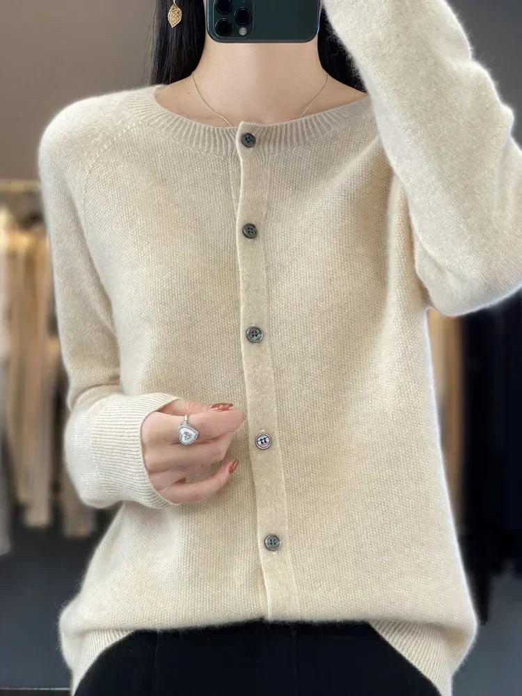 Women's Patch Pocket Fine Knit Button Front Cardigan view 2